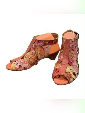 Finesse Coral-Pink Multicolor Cutout Sandal Booties S9.5